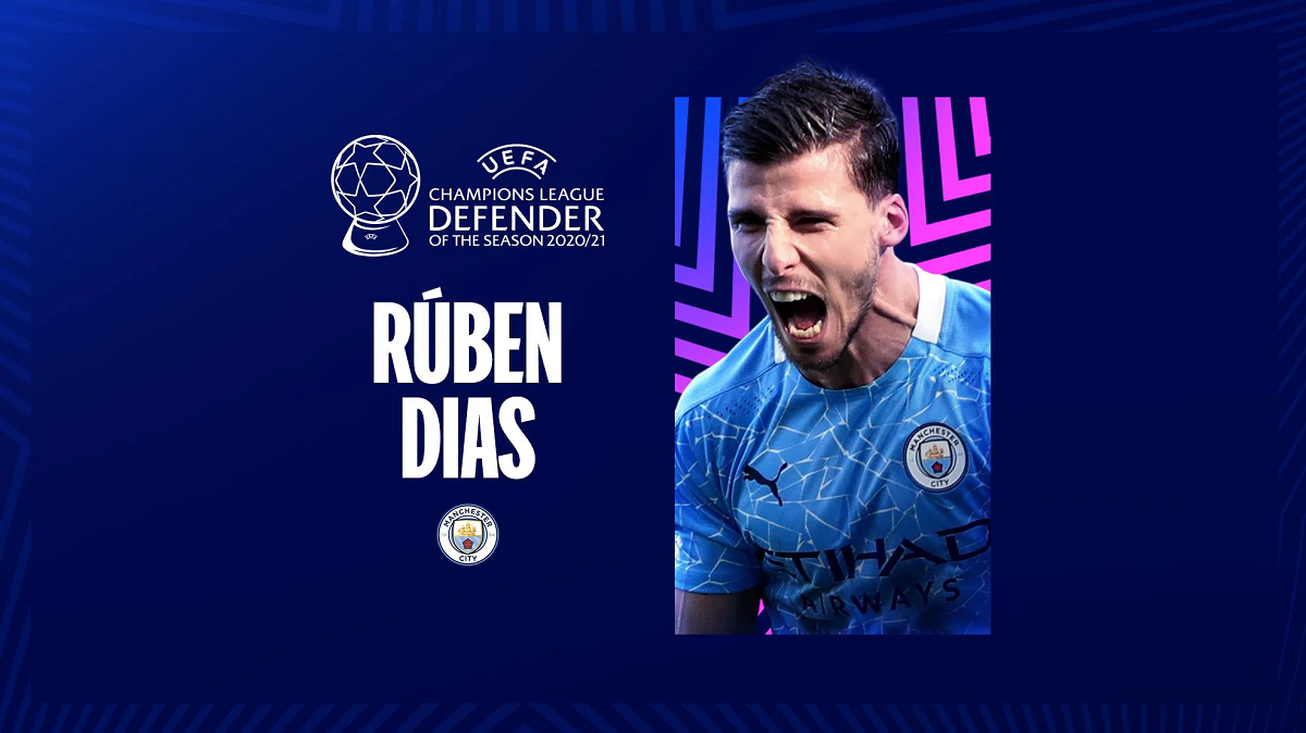 Ruben Dias wins UEFA Champions League Defender of the Season award