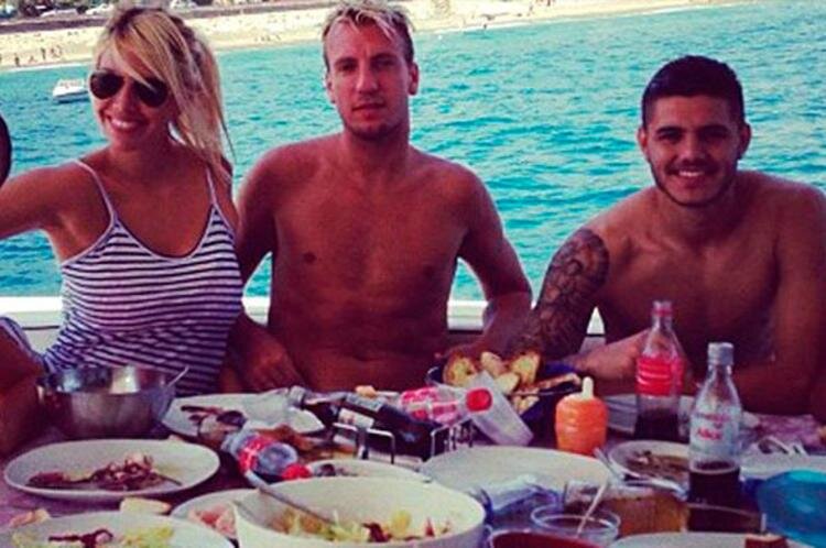 Mauro Icardi, Maxi Lopez and Wanda Nara