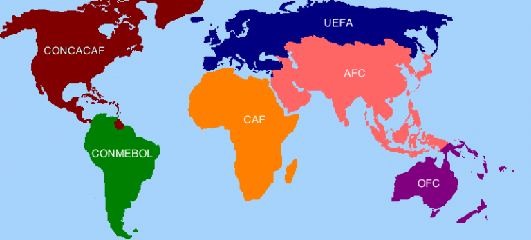 continents and their respective confederations