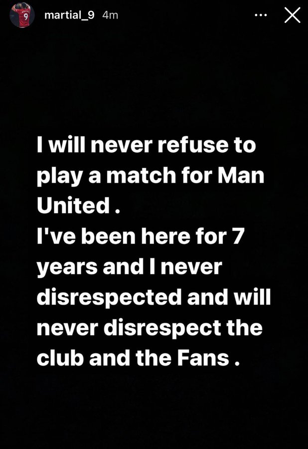 Anthony Martial denied Rangnick's statement