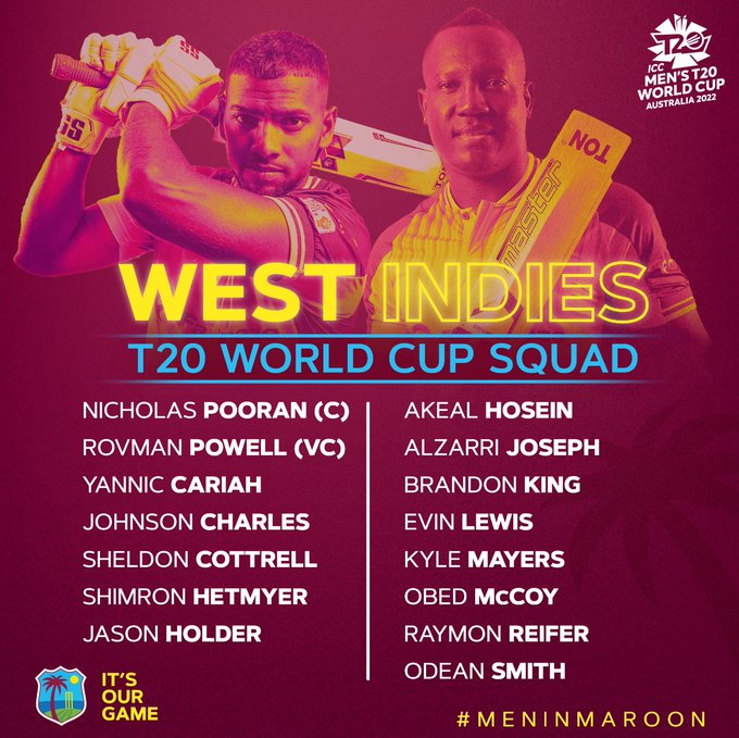 West Indies T20 World Cup 2022 Squad