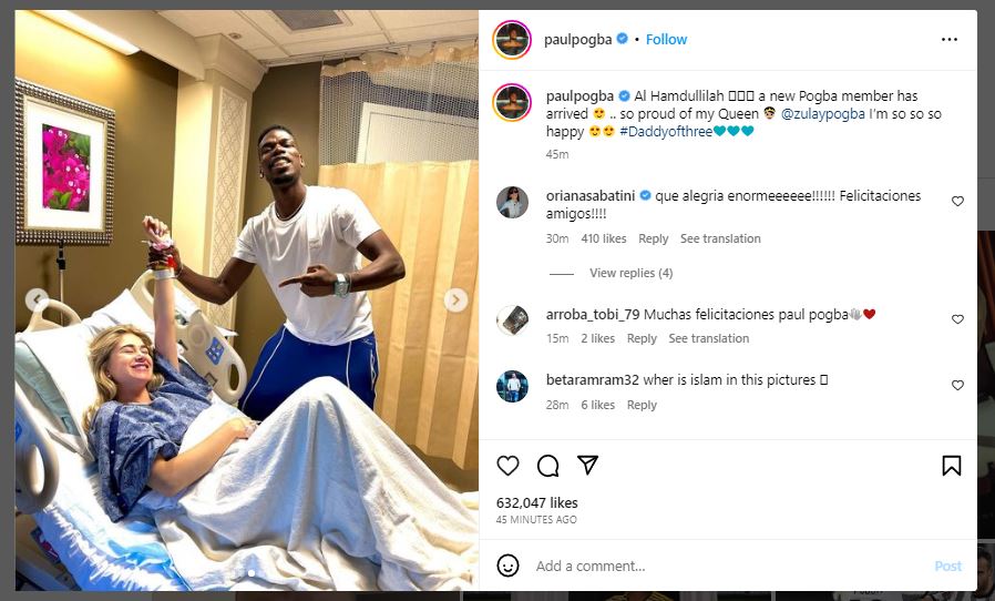 Pogba welcomes new baby